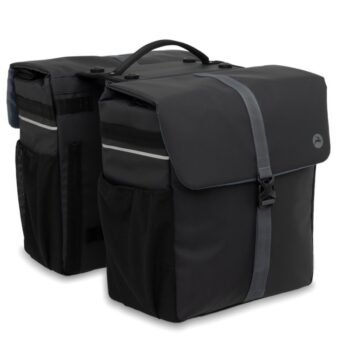 Gazelle Dubbele Tas Pannier Black Grey Mik 39L